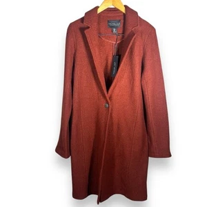Chaqueta Larga Rachel Zoe Mezcla Lana Hervida Botón Único Naranja Talla Grande Nueva con Etiquetas - Imagen 1 de 8