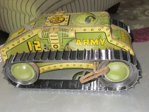 Vintage Marx Wind Up Lithographed Tin Toy Army Tank 12 USA Rare & working - Picture 1 of 7