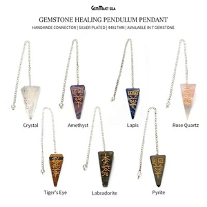Healing Gemstone With Chinese Reiki Symbols Healing Meditation Pendulum Pendant - Picture 1 of 46