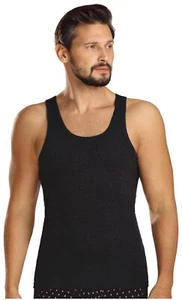 Canottiera uomo COMTE confezione da 2 magliette smanicate cotone a costine sottili nera taglia 6/L - Foto 1 di 3