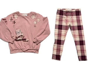 NWT Girls Btween Flower 3Pc Outfit Set Fleece Sweater & Pants Sz 6x - Picture 1 of 6