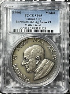 (1966) Vatican City Pope Paul VI Medal PCGS SP65 Lot#GV7911 Silver! Gem BU! - Picture 1 of 3