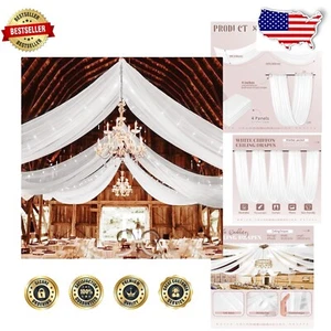 Versatile White Chiffon Drapes 5ft x 10ft - Perfect for Weddings & Ceremonies - Picture 1 of 12