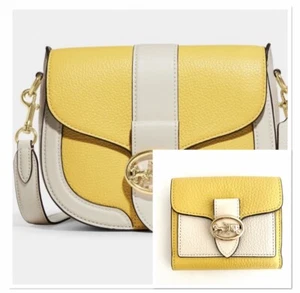Juego de bolso de montar y billetera COACH Georgie en bloque de colores $528.00 - Imagen 1 de 12