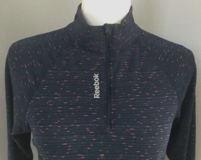 Camiseta deportiva de manga larga Reebok Speedwick con cremallera 1/4 para mujer ~ azul marino ~ S ~ usada en excelente estado Foto 1 de 4