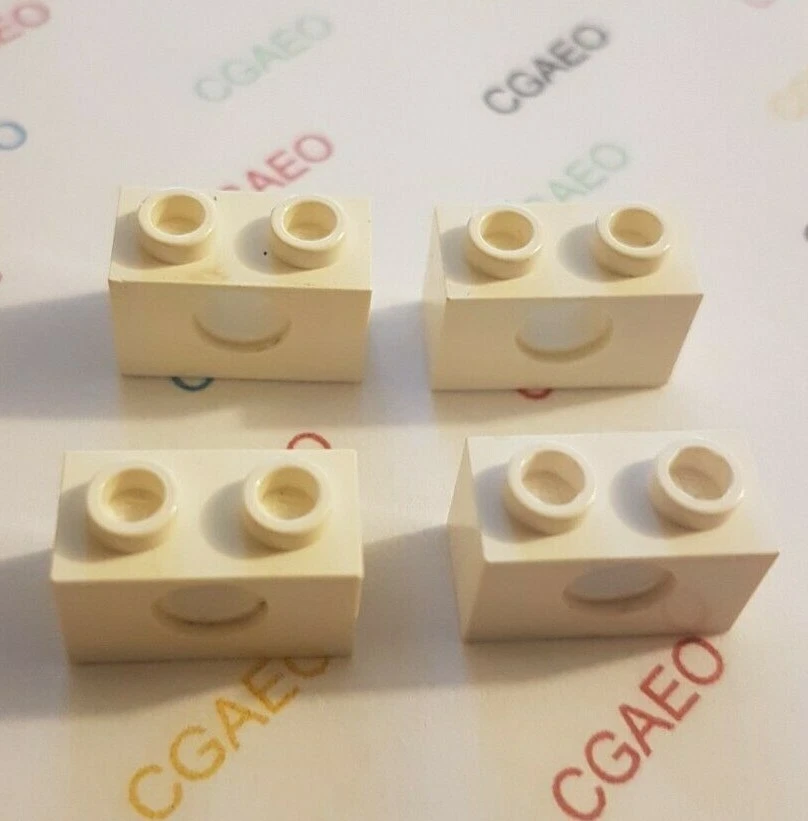 4 x  Lego 3700 - Technic, Brick 1 x 2 with Hole - White - Photo 1/1
