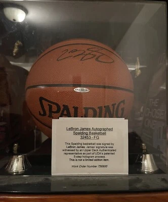 LEBRON JAMES Authentic Autographed Spalding NBA Basketball UDA Upper Deck COA - Image 1 of 3