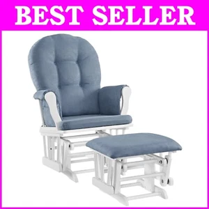 Stylish White Glider & Ottoman Set – Perfect Nursery Addition for Comfort - Picture 1 of 2