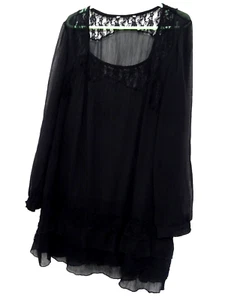 size 14 SHEER black knee length SHEEGO dress/top - Picture 1 of 12