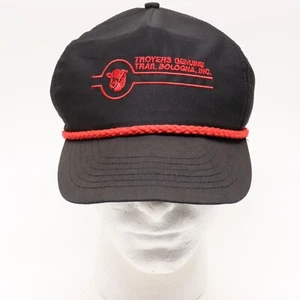 Vintage Troyers Genuine Trail Bologna Hat Snapback Black Red Braid Ohio Amish - Picture 1 of 8