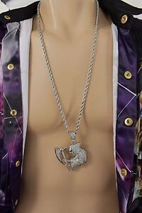 Men Silver Metal Chain Fashion Necklace Reaper Devil Skeleton Pendant