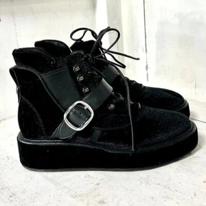 NWOT Coach x Tabitha Simmons Velvet Wedge Chelsea Hiker Ankle Boots Black 8.5 - Picture 1 of 10
