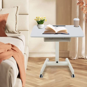 Rolling Height Adjustable Laptop Sofa Desk Overbed Food Tray Table Stand Podium - Picture 1 of 17