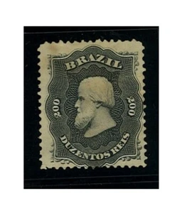 Brazil stamp - 200 Réis - Emperor Dom Pedro II Black - RHM 28 - 1866 - Picture 1 of 2