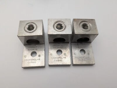 3 Pcs Burndy KA34-U Mechanical Aluminum Lug 500kcmil-4 Electric Conductor CU9AL - Image 1 of 4
