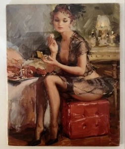 PLACA DE PORCELANA ESTILO KPM TRANSFERENCIA MANUAL BAJO UN VIDRIO POR ARTISTA RUSO - Imagen 1 de 4