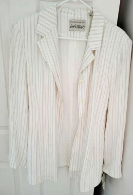 NUEVO Blazer Chaqueta Lord & Taylor Mujer Rayas Blancas Rayón Ligero Trabajo XL Foto 1 de 4