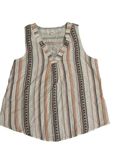 Anthropologie MINE Printed Sleeveless Tank Top NWT Small Boho Button Back - Picture 1 of 5