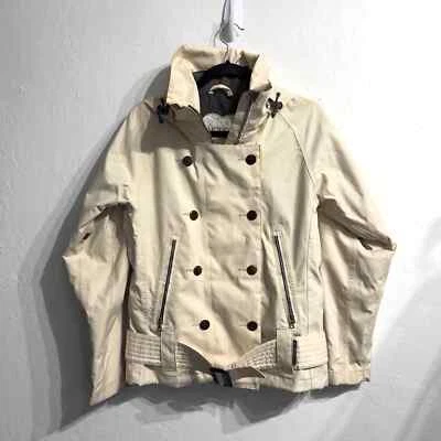 Holden Snowboard Esquí Cremallera Completa Chaqueta Botones Cinturón Capucha Mujer XS Beige Nieve Foto 1 de 4