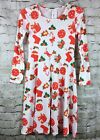 Women Dress Ugly Christmas Holiday M Medium Midi A Line Flared Candy Cane F106P