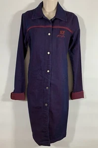 Vintage Karl Kani Women's M Dark Purple Denim Button Down Dress, KK2 Kani Jeans - Picture 1 of 12