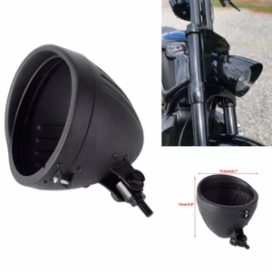 5.75" Round Headlight Shell Housing Lamp Bulb Bucket For Honda Harley Cafe Race - Picture 1 of 9