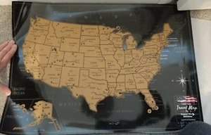 NEW Vespucci World Black Edition Scratch Off USA Travel Map - Picture 1 of 6