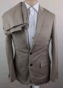 J Crew Ludlow Slim Mens Cotton Khaki 2 Piece Suit Size 36S W30 X 27 - Picture 1 of 22