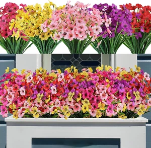 20 Bundles Artificial Flowers for Outdoor outside Spring Summer Decoration UV Re - Picture 1 of 12