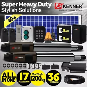 Kenner Farm 1200kg E Double Swing Gate Opener with 40w Full Solar 17 Accessories - Picture 1 of 21