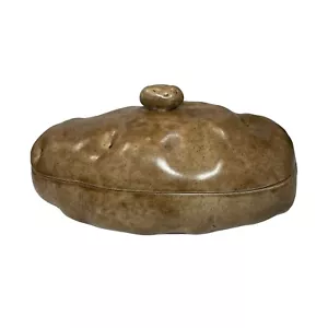 Vintage Ceramic Baked Potato Bowl Container Planter Dish w/ Lid Large Size 12” - Picture 1 of 18