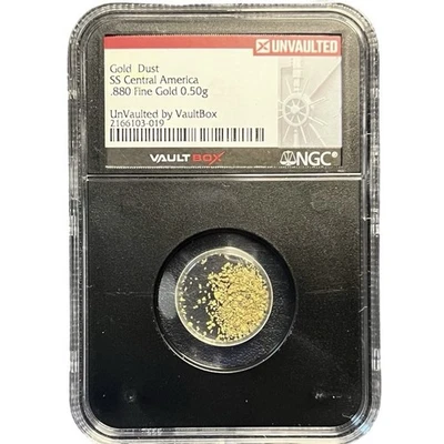 Naufragio de América Central 1857 SS 0,50 g pepitas de la fiebre del oro de California NGC Foto 1 de 2