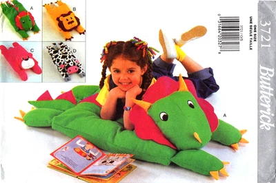 Animal Pillow Covers Butterick Sewing Pattern 3721 Cow Bear Lion Dragon - Image 1 of 2