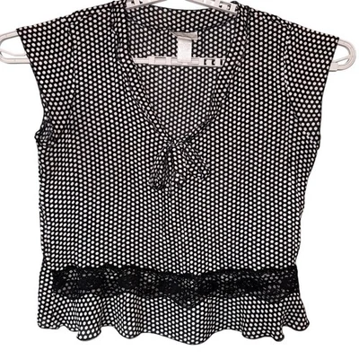 Babydoll femenino de encaje a lunares Y2K años 90 Fairy Grunge Whimsigoth XL Petite Foto 1 de 4