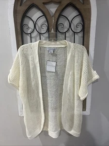 Sag Harbor Crochet Missy Island Ease Cream Open Front Cardigan S Medium - Picture 1 of 7