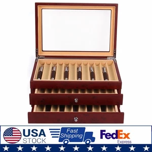 3 Layer 34 Slot Fountain Pen Display box wood Collector Storage Organizer Case - Picture 1 of 16