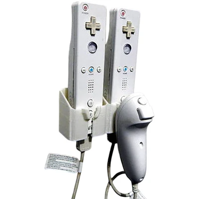 Nintendo Wii Remote Wiimote Dual Wall Mount Holder Hanger Nunchuk Organizer Rack - Image 1 of 4