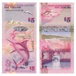 Bermuda 5 Dollars 2009 - Replacement/p-58ar, B231az/SN Z/0-0000796 UNC - Picture 1 of 3