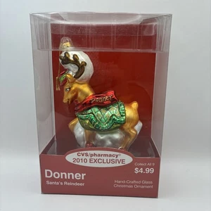 De colección CVS DONNER-2010 Adornos de Navidad-Reno de Santa -Vidrio-Pintado a Mano - Imagen 1 de 2