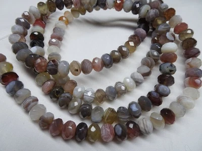 15 cuentas de piedra rondell facetadas de ágata natural de 3/4" de 7,25-8 mm de ancho A745 DNG Foto 1 de 3