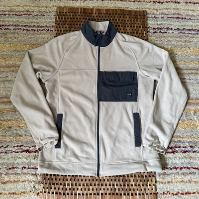 Mountain Hardwear Tech Fleece Full Zip Jacket Cream White Grey Men's Medium M - Image 1 of 3