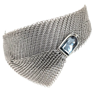 Cinturón maximalista Art Deco ancho asimétrico de malla plateada de colección años 90 Y2K glamour Foto 1 de 4