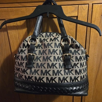 Michael Kors Black And Tan Signatue Satchel  Bag - Image 1 of 4