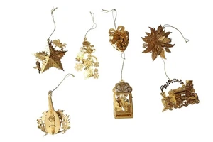 Danbury Mint 1998 Gold 23K Plated 3D Christmas 7 Ornaments - Picture 1 of 15