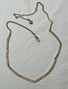 Vera Bradley Gold Tone Necklace Whisper Links Pave Crystals V Adjustable - Picture 1 of 13
