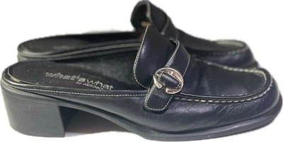 What's What by Aerosoles Mules Clog Slip Ons Women’s 8.5 M Black Leather 2" Heel - Image 1 of 4