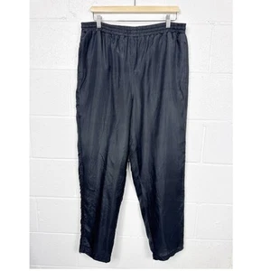 Vintage Silk Pull On Pants Womens L Black Drawstring Waist Relaxed Fit - Picture 1 of 9