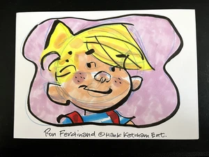 RON FERDINAND - DENIS THE MENACE ARTIST - ORIGINAL SIGNED COLOURED SKETCH - Picture 1 of 1