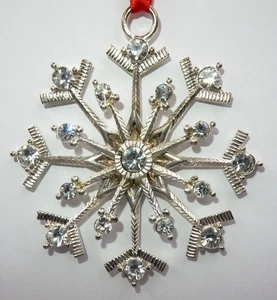 TOWLE 1. EDITION VERSILBERTES SCHNEEFLOCKENORNAMENT MIT KRISTALLEN, RETIRED 2008 - Bild 1 von 16