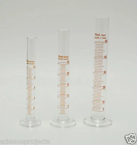 CYLINDER SET GRADUATED MEASURING 10mL 25mL 50mL LAB BOROSILICATE GLASS CYLINDERS - Picture 1 of 1